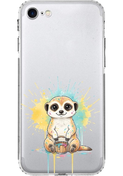 Apple Uyumlu iPhone Se 2020 İle  Splash Mirket Tasarımlı Kamera Korumalı Şeffaf Silikon Kılıf 051h