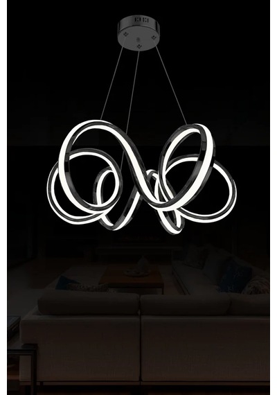 Petra Lüks Modern Helezon Sarmal Tasarım 60 Cm Led Avize Ptr-c60-w140-mıx Siyah