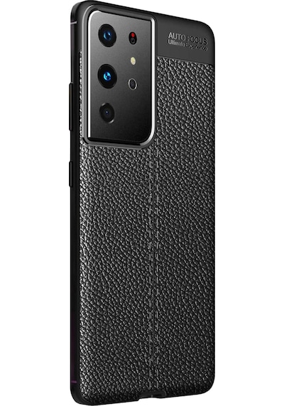 Microsonic Samsung Uyumlu Galaxy S21 Ultra Kılıf Deri Dokulu Silikon