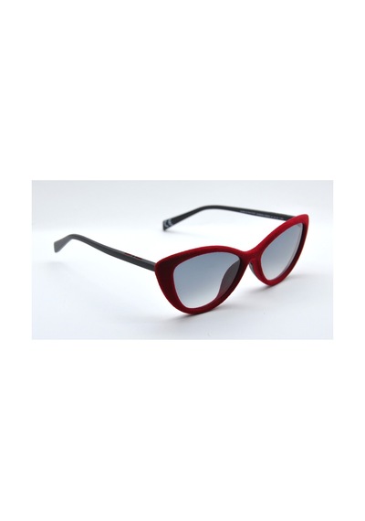 0404v 51 053 Kırmızı Kadife Cat Eye Gri Kız Çocuk Güneş Gözlüğü Kırmızı