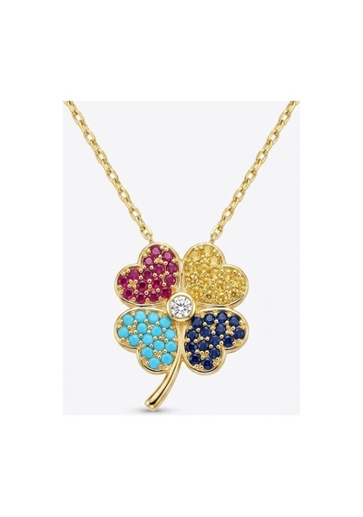 925 Ayar Gümüş Renkli Taşlı Yonca Tasarım Kadın Kolye - Şans Kolyeleri Gold & Silver Seçenekli Altın - 910265767 Altın 925 Ayar Gümüş Renkli Taşlı Yonca Tasarım Kadın Kolye - Şans Kolyeleri Gold & Silver Seçenekli Altın - 910265767 Altın