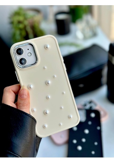 Iphone 12 Ve 12 Pro Uyumlu Pearl Tasarım Oyuncaklı Esnek Silikon Kılıf - Krempearl
