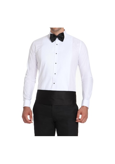 Efor Slim Fit Duble Manşet Klasik Yaka Önü Piliseli Beyaz Damatlık Smokin Gömlek Gk 512 Beyaz