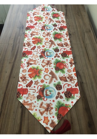 Yılbaşı Desenli Runner Çok Renkli