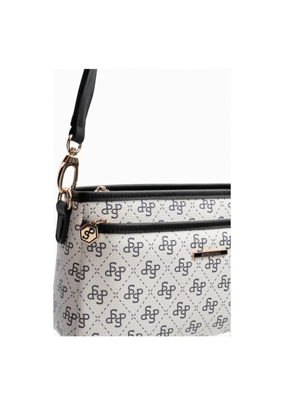Silver & Polo Silver Polo Beyaz - Siyah Monogram Kadın Çapraz Çanta Sp1184