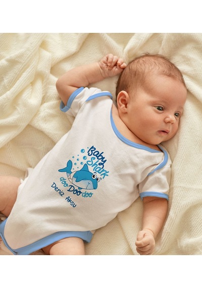 Bk Gift Bk Kids Kişiye Özel Mavi Bebek Body Zıbın - Model 15 0-3 Ay