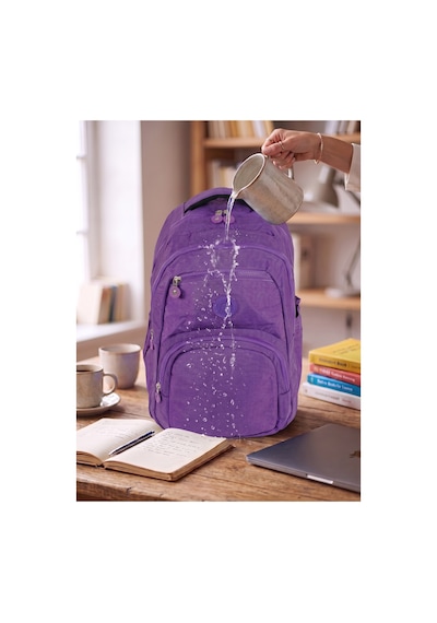 Unisex Su Geçirmez Çok Bölmeli Krinkıl Kumaş Okul Çantası Laptop Çantası Mor Mor