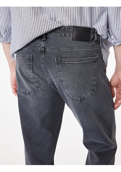 Koton Düz Paça Normal Bel Straight Fit Jean Pantolon - Mark Jean Antrasit 7wam40131nd