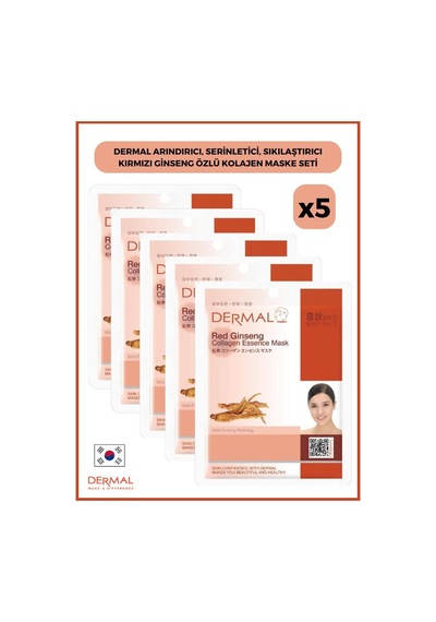 Dermal Kırmızı Ginseng Özlü Kollajen Maskesi 5 x 23 G