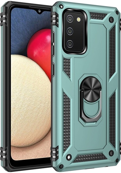 Newface Samsung Uyumlu Galaxy A02s Kılıf Sofya Yüzüklü Silikon Kapak - Yeşil Yeşil