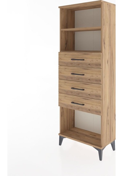 Arges Dolap 2 Raflı 4 Çekmeceli 60x30x163 Çam-çam Atlas Çam