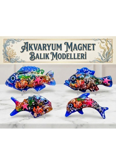 4 Adet Akvaryum Magnet Balık Modelleri Koleksiyonu Balık Koleksiyon