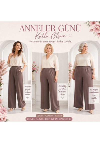 Cocosushicooo Büyük Beden Çimalı Pantolon Açık Kum Rengi