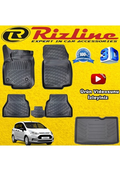 Ford B-Max 3D Paspas+ Alt Bagaj Havuzu 2011 Sonrası Set Rizline N11.15975