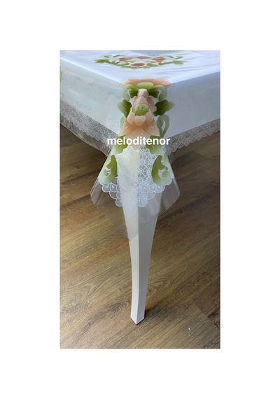 Desenli Şeffaf Kaplama Dikdörtgen Pvc Muşamba Masa Örtüsü Koruyucu 125 X 155 Cm Kahverengi