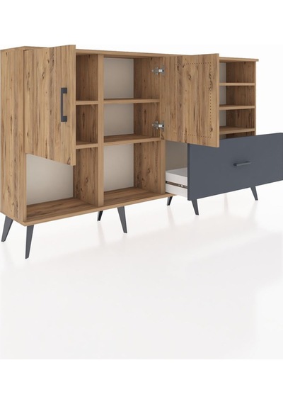 Arges Konsol 7 Raflı Tek Çekmeceli 2 Kapaklı 176x30x99 Çam-çam/antrasit Atlas Çam/antrasıt - Atlas Çam Arges Konsol 7 Raflı Tek Çekmeceli 2 Kapaklı 176x30x99 Çam-çam/antrasit Atlas Çam/antrasıt - Atlas Çam