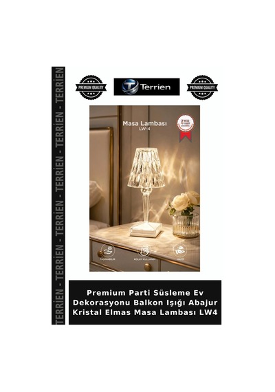 Premium Parti Süsleme Ev Dekorasyonu Balkon Işığı Abajur Kristal Elmas Masa Lambası Lw4