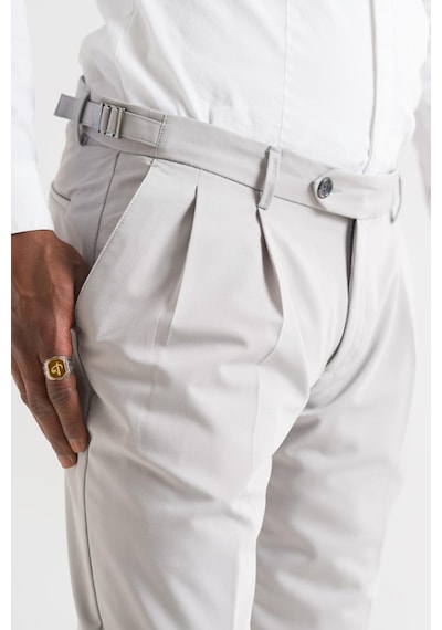 Slimfit Çift Pileli Duble Paça Kemer Detaylı Yazlık Erkek Kumaş Pantolon 001