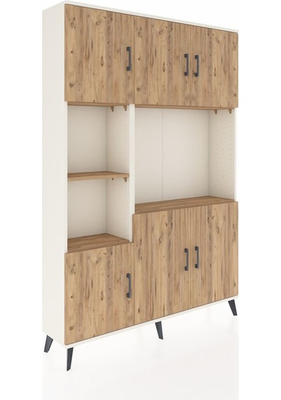 Arges Dolap 9 Raflı 6 Kapaklı 132x30x195 Aytaşı-çam/çam Aytaşı