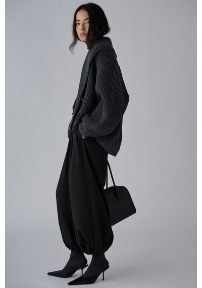 Suud Collection Antrasit Mana Oversize Yün Triko Hırka