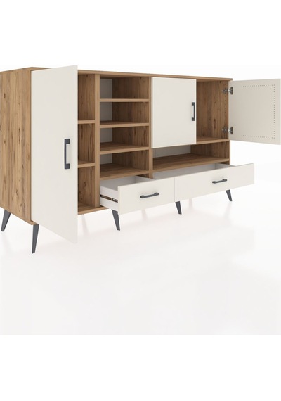 Kronos Konsol 8 Raflı 2 Çekmeceli 3 Kapaklı 176x59x99 Çam-aytaşı Çam-aytaşı