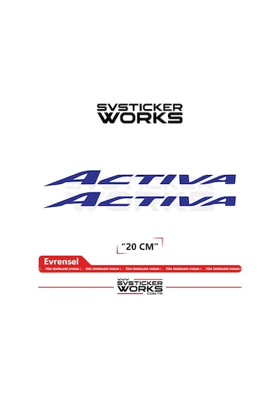 Honda Activa Sticker Uyumlu Yazı Yüksek Kalite Özel Kesim Folyo 2'li Set Lacivert