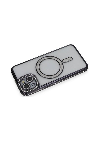 Apple iPhone Uyumlu  Uyumlu 13 Kılıf Joke Simli Magneticsafe Kılıf - Siyah