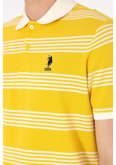U.S. Polo Assn. Erkek Regular Fit Polo Yaka Sarı Çizgili Tişört 50306826-VR094
