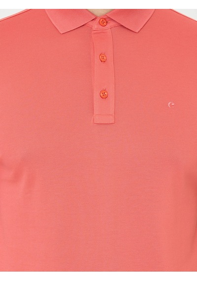 Mercan Polo Yaka Slim Fit Basic Merserize T-shirt Kirmizi