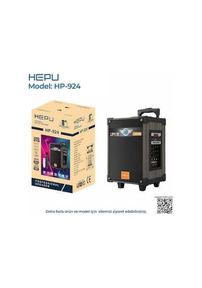 Hepu Hp-924 8'' 20cm Kablosuz 1 El Mikrofon Şarjlı Müzik Kutusu & Mevlüt Anfisi