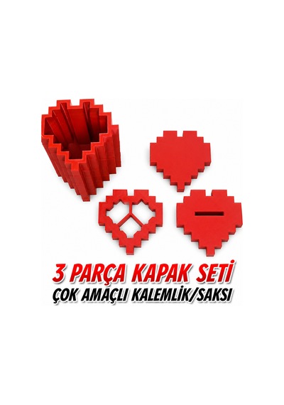 Piksel Tasarım Kalemlik 4 Lü Set Dekoratif Masaüstü Organizer Çok Bölmeli Kalem Tutucu Siyah - Beyaz