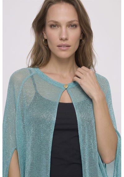 Neden Tekstil Simli İnce Elegant Premium Triko Pelerin - Turkuaz