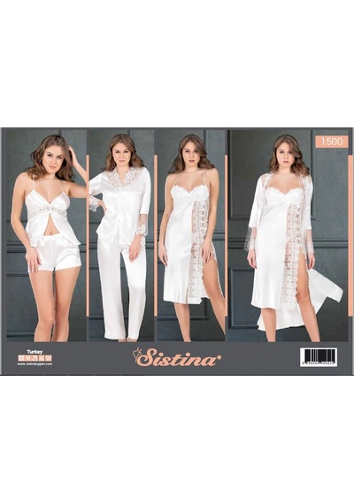 Beyaz Saten Çeyizlik 6' Lı Set - 1500 Çok Renkli