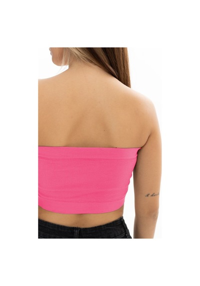 Mistirik Palude Model Straplez Bluz Örme Semaless Mdeol Bluz Bondeo Pembe Renk Pembe