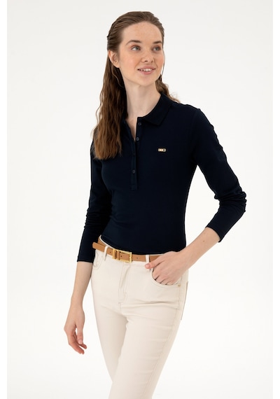U.S. Polo Assn. Kadın Lacivert Basic Polo Yaka Sweatshırt 50313593-VR033
