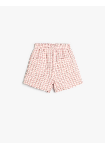 Koton Tüvit Şort Cepli Pamuklu Beli Lastikli Pembe Ekose 5wmg40004aw Pembe