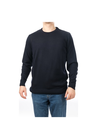İntersivin Erkek Slim Fit Bisiklet Yaka Düz Uzun Kollu Triko Kazak S-05 Lacivert