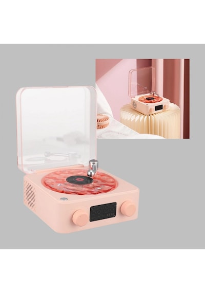 Vintage Bluetooth Hoparlör Gece Lambalı Ve Saat Göstergeli Retro Tasarım
