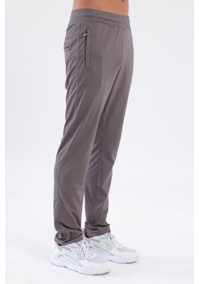 Rowinger Merserize Premium Dokulu Fermuarlı Cepli Düz Paça Erkek Spor Pantolon Eşofman Altı Brown