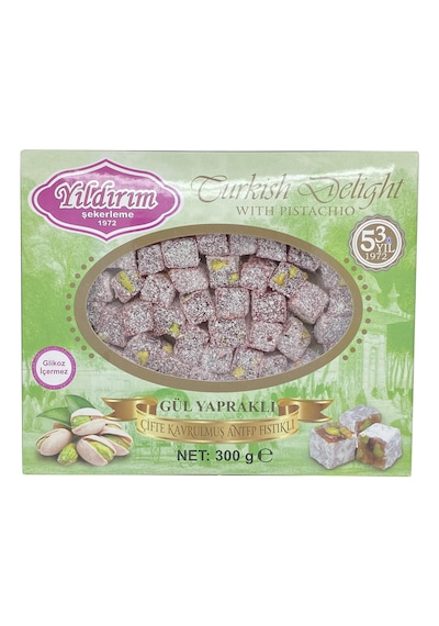 Yıldırım Şekerleme 300 Gr. Duble Antep Fıstıklı Gül Lokumu
