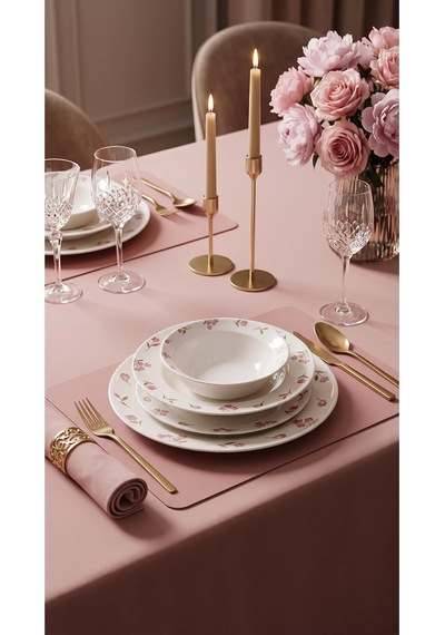 Rosette 24 Parça Porselen Yemek Takımı, Pembe, Ckr4797 Diğer
