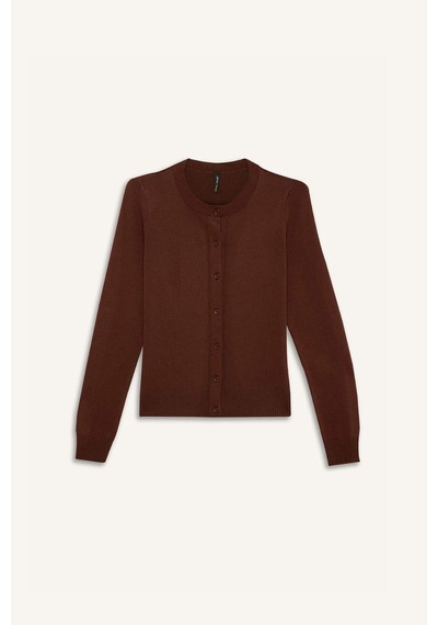 DeFacto Regular Fit Bisiklet Yaka Basic Düz Triko Hırka D6282AX25SPBN311 Kahve DeFacto Regular Fit Bisiklet Yaka Basic Düz Triko Hırka D6282AX25SPBN311 Kahve