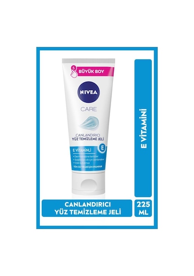 Canlandırıcı Yüz Temizleme Jeli 225ml, E Vitamini, Derinlemesine Cilt Temizliği, Büyük Boy