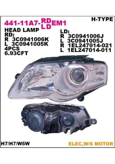 DEPO 44111A7RLDEM1 Far Sağ - Sinyal Passat 05- Elektrikli H7-H7