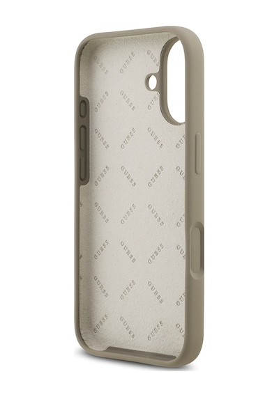 Apple Uyumlu iPhone 17 Kılıf Guess Lisanslı Grained Yazı Logolu Kapak Kahverengi Kahverengi