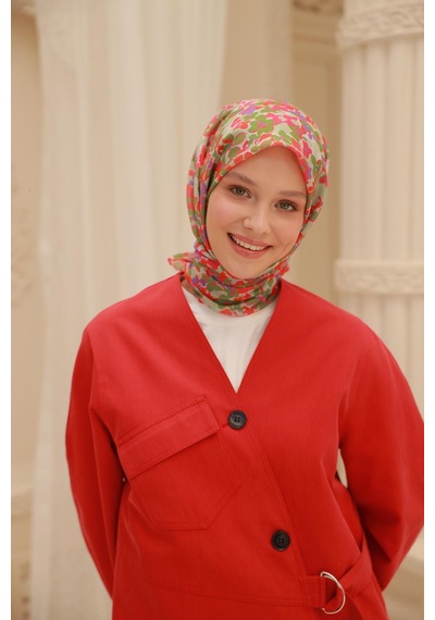 Silk Home Soft Eşarp 73081-33 Taş, Su Yeşili, Mercan, Yeşil, Mor