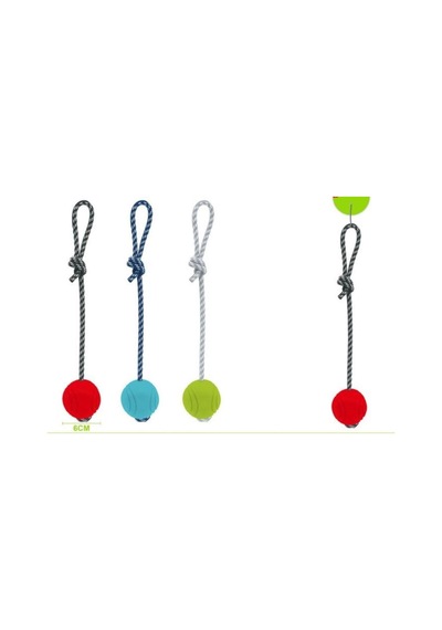 Nunbell Kauçuk Toplu Kordon Halatlı Köpek Oyuncağı 33 Cm Top 4 Cm