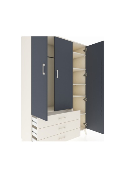 Hyperion Dolap 6 Raflı 3 Çekmeceli Tek Askılı 132x44x195 Aytaşı-antrasit/aytaşı Antrasıt/aytası Hyperion Dolap 6 Raflı 3 Çekmeceli Tek Askılı 132x44x195 Aytaşı-antrasit/aytaşı Antrasıt/aytası