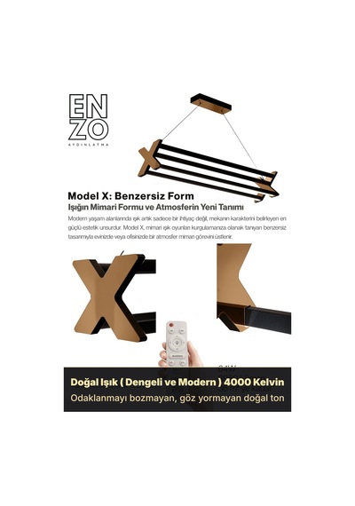 Model X: Benzersiz Form Bronz Lineer Sarkıt Avize - Yukarı & Aşağı Işık Doğal Işık