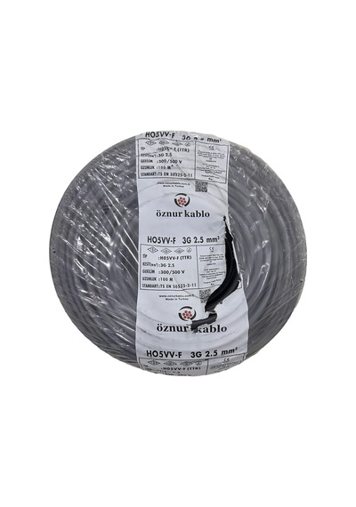 Öznur Marka 3x2.5 Mm%100 Bakır Ttr Elektrik Kablosu Siyah, 10 Metre Sku: Zeusstkc3350c4f7a